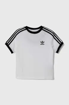 adidas Originals tricou de bumbac pentru copii 3STRIPES TEE culoarea alb, cu imprimeu, JE0515 imagine