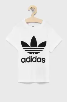 Adidas Originals Tricou de bumbac pentru copii culoarea alb, cu imprimeu imagine