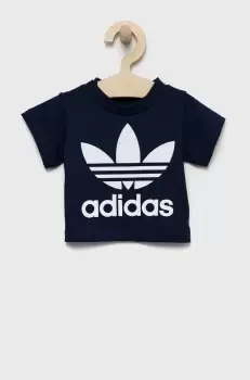 adidas Originals tricou de bumbac pentru copii culoarea albastru marin, cu imprimeu imagine
