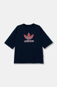 adidas Originals tricou de bumbac pentru copii culoarea albastru marin, cu imprimeu, JC9117 imagine