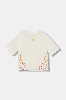 adidas Originals tricou de bumbac pentru copii culoarea bej, cu imprimeu, JY2743 imagine