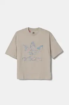 adidas Originals tricou de bumbac pentru copii culoarea gri, cu imprimeu, JJ0277 imagine