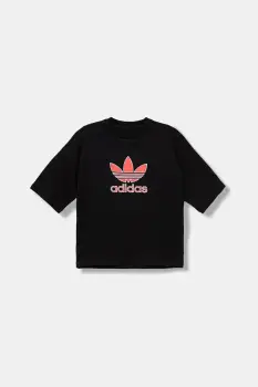adidas Originals tricou de bumbac pentru copii culoarea negru, cu imprimeu, JV7777 imagine
