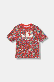 adidas Originals tricou de bumbac pentru copii culoarea rosu, cu imprimeu, JV7817 imagine