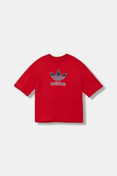 adidas Originals tricou de bumbac pentru copii culoarea rosu, cu imprimeu, JV8556 imagine