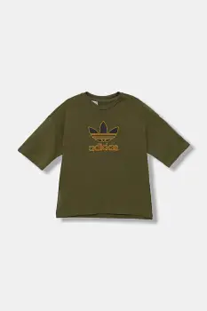 adidas Originals tricou de bumbac pentru copii culoarea verde, cu imprimeu, JZ4078 imagine