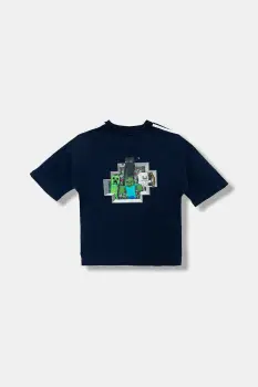 adidas Originals tricou de bumbac pentru copii MINECRAFT culoarea bleumarin, cu imprimeu, KD9831 imagine
