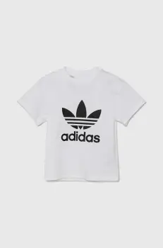 adidas Originals tricou de bumbac pentru copii TREFOIL TEE culoarea alb, cu imprimeu, JE0518 imagine
