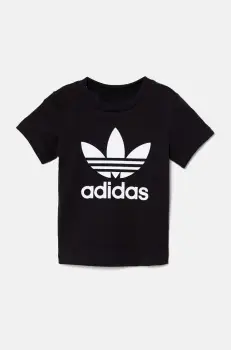 adidas Originals tricou de bumbac pentru copii TREFOIL TEE culoarea negru, cu imprimeu, IX5113 imagine