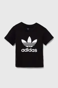adidas Originals tricou de bumbac pentru copii TREFOIL TEE culoarea negru, cu imprimeu, IY2385 imagine