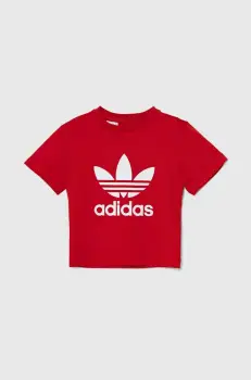 adidas Originals tricou de bumbac pentru copii TREFOIL TEE culoarea rosu, cu imprimeu, IY2387 imagine
