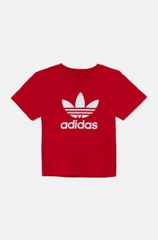 adidas Originals tricou de bumbac pentru copii TREFOIL TEE culoarea rosu, cu imprimeu, IY7423 imagine