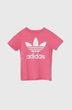 adidas Originals tricou de bumbac pentru copii TREFOIL TEE culoarea roz imagine