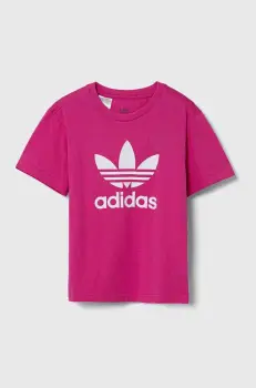adidas Originals tricou de bumbac pentru copii TREFOIL TEE culoarea roz, IY7419 imagine
