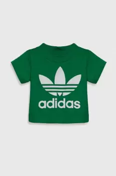 adidas Originals tricou de bumbac pentru copii TREFOIL TEE culoarea verde, cu imprimeu imagine
