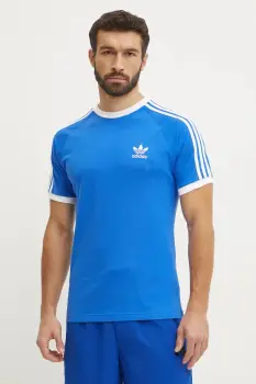adidas Originals tricou din bumbac 3-Stripes barbati, culoarea violet, modelator, JD2880 imagine