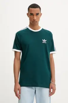 adidas Originals tricou din bumbac 3-Stripes culoarea verde, cu imprimeu, JY1374 imagine
