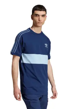 adidas Originals tricou din bumbac 3-Stripes Panel barbati, culoarea bleumarin, cu imprimeu, JD4276 imagine