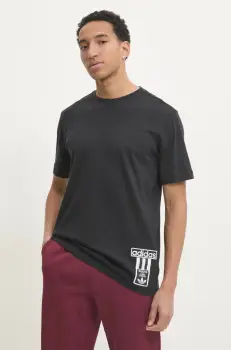 adidas Originals tricou din bumbac Adibreak barbati, culoarea negru, cu imprimeu, JD4194 imagine