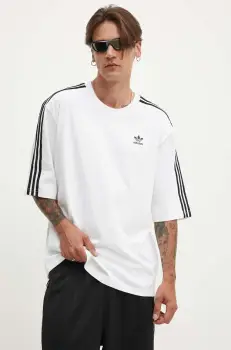 adidas Originals tricou din bumbac Adicolor Oversized Tee barbati, culoarea alb, cu imprimeu, IZ2474 imagine