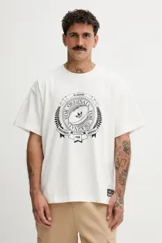 adidas Originals tricou din bumbac All Black culoarea bej, cu imprimeu, KG4649 imagine