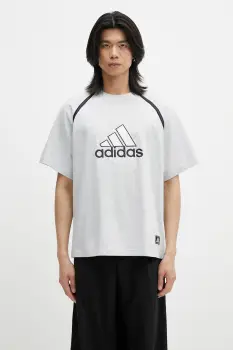 adidas Originals tricou din bumbac Badge Tee culoarea gri, cu imprimeu, IM7839 imagine