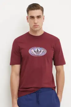 adidas Originals tricou din bumbac barbati, culoarea bordo, cu imprimeu, JM0481 imagine