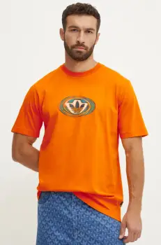 adidas Originals tricou din bumbac barbati, culoarea portocaliu, cu imprimeu, JM0480 imagine