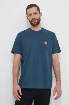 adidas Originals tricou din bumbac barbati, culoarea turcoaz, cu imprimeu, IS2919 imagine