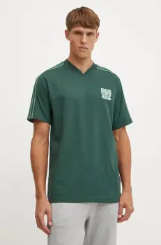 adidas Originals tricou din bumbac barbati, culoarea verde, cu imprimeu, IW3240 imagine