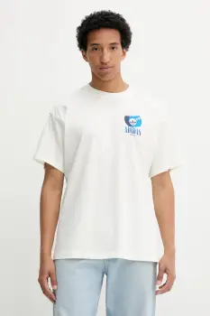 adidas Originals tricou din bumbac Billiard Tee culoarea bej, cu imprimeu, KT2973 imagine