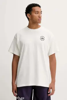 adidas Originals tricou din bumbac Camel Treffy culoarea bej, cu imprimeu, HY2084 imagine