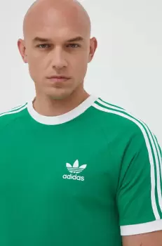 adidas Originals tricou din bumbac culoarea verde, cu imprimeu imagine