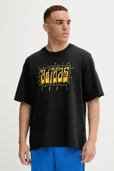 adidas Originals tricou din bumbac Distressed Oversized Te culoarea negru, cu imprimeu, JW0208 imagine