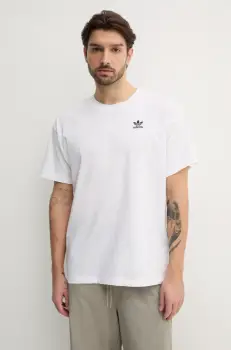 adidas Originals tricou din bumbac Essential barbati, culoarea alb, neted, JD0373 imagine