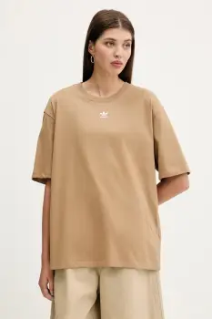 adidas Originals tricou din bumbac Essentials culoarea maro, JW5081 imagine