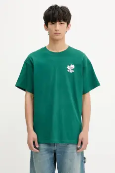 adidas Originals tricou din bumbac Florals Logo culoarea verde, cu imprimeu, KE6588 imagine