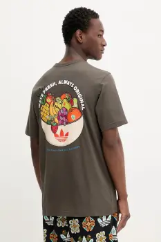 adidas Originals tricou din bumbac Graphic Lo Ss T culoarea verde, cu imprimeu, JW2977 imagine