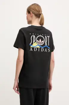 adidas Originals tricou din bumbac Graphic Loose T femei, culoarea negru, JD1805 imagine