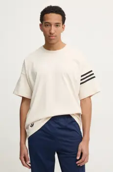 adidas Originals tricou din bumbac Neuclassics barbati, culoarea bej, cu imprimeu, JC9933 imagine