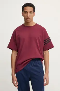 adidas Originals tricou din bumbac Neuclassics barbati, culoarea bordo, cu imprimeu, JC9934 imagine