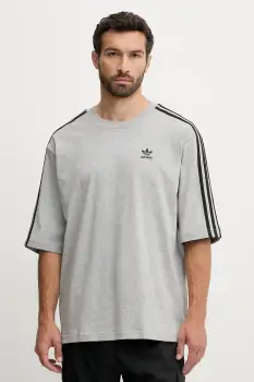 adidas Originals tricou din bumbac Oversize Tee culoarea gri, cu imprimeu, JY1395 imagine