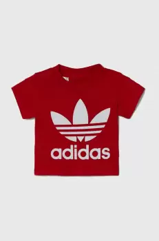 adidas Originals tricou din bumbac pentru bebelusi culoarea rosu, cu imprimeu imagine