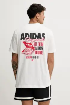 adidas Originals tricou din bumbac Pizza Box Tee culoarea alb, cu imprimeu, HY2073 imagine