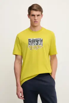 adidas Originals tricou din bumbac Q12 TS Crowd culoarea galben, cu imprimeu, JD0709 imagine