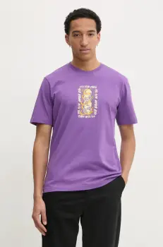 adidas Originals tricou din bumbac Q12 TS STREET W barbati, culoarea violet, cu imprimeu, JP4498 imagine