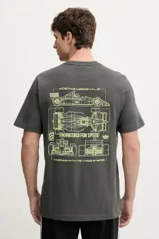 adidas Originals tricou din bumbac Racing Car culoarea gri, cu imprimeu, KY2924 imagine