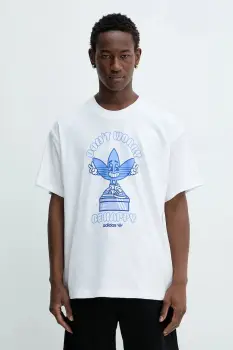 adidas Originals tricou din bumbac Smile Treffy Graphic culoarea alb, cu imprimeu, KT2971 imagine