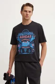 adidas Originals tricou din bumbac Street 4 barbati, culoarea negru, cu imprimeu, IZ2585 imagine