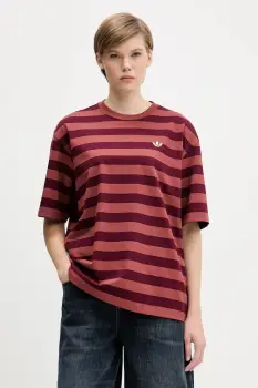 adidas Originals tricou din bumbac STRIPED SS TEE culoarea portocaliu, KF2320 imagine